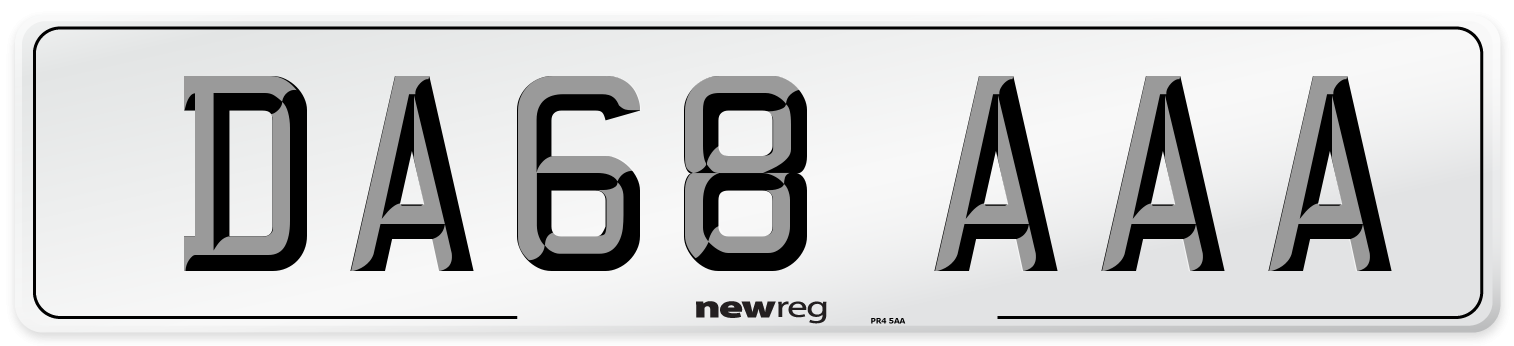 DA68 AAA Number Plate from New Reg
